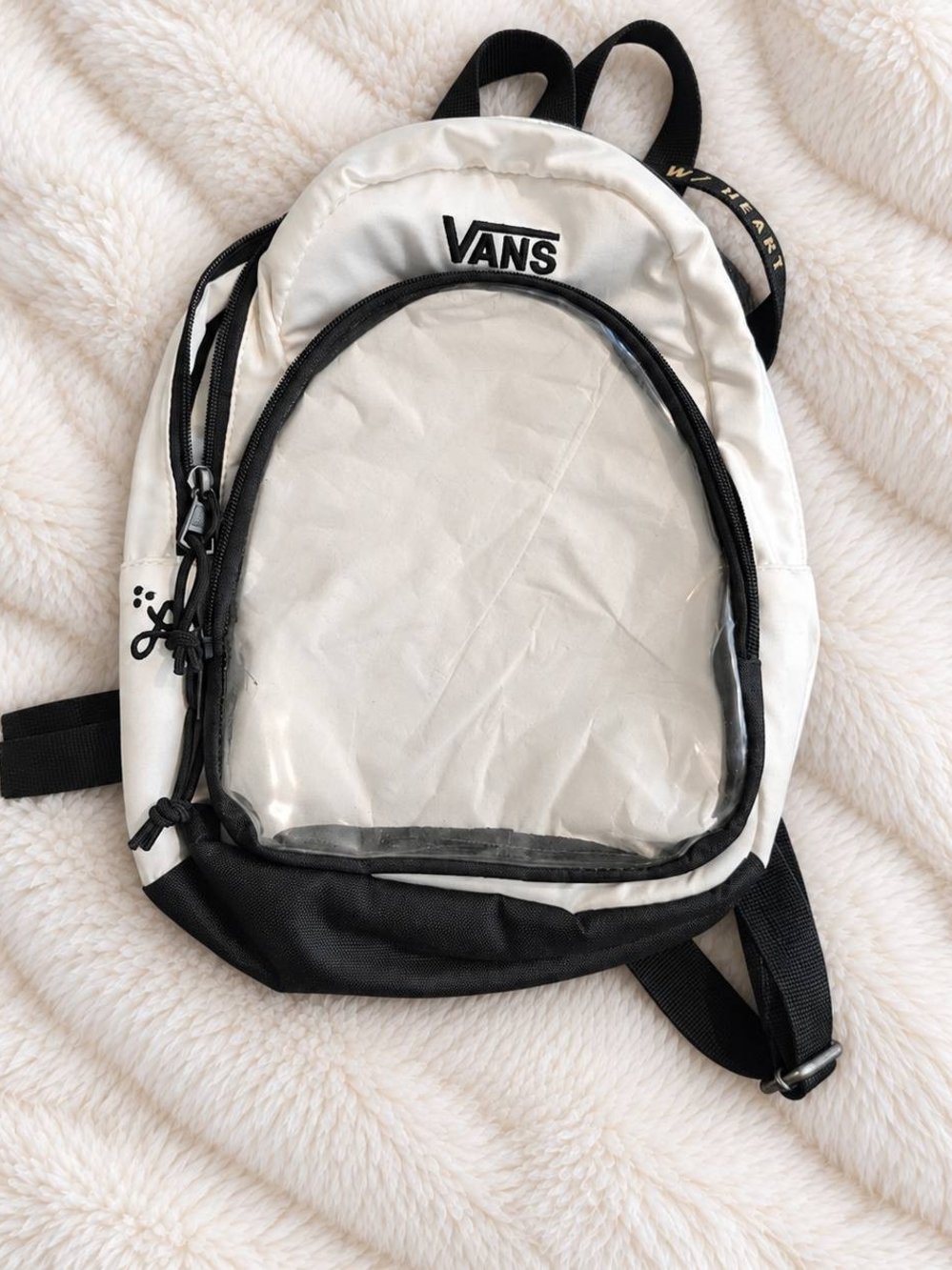 Vans White and Black Clear-Front Mini Backpack